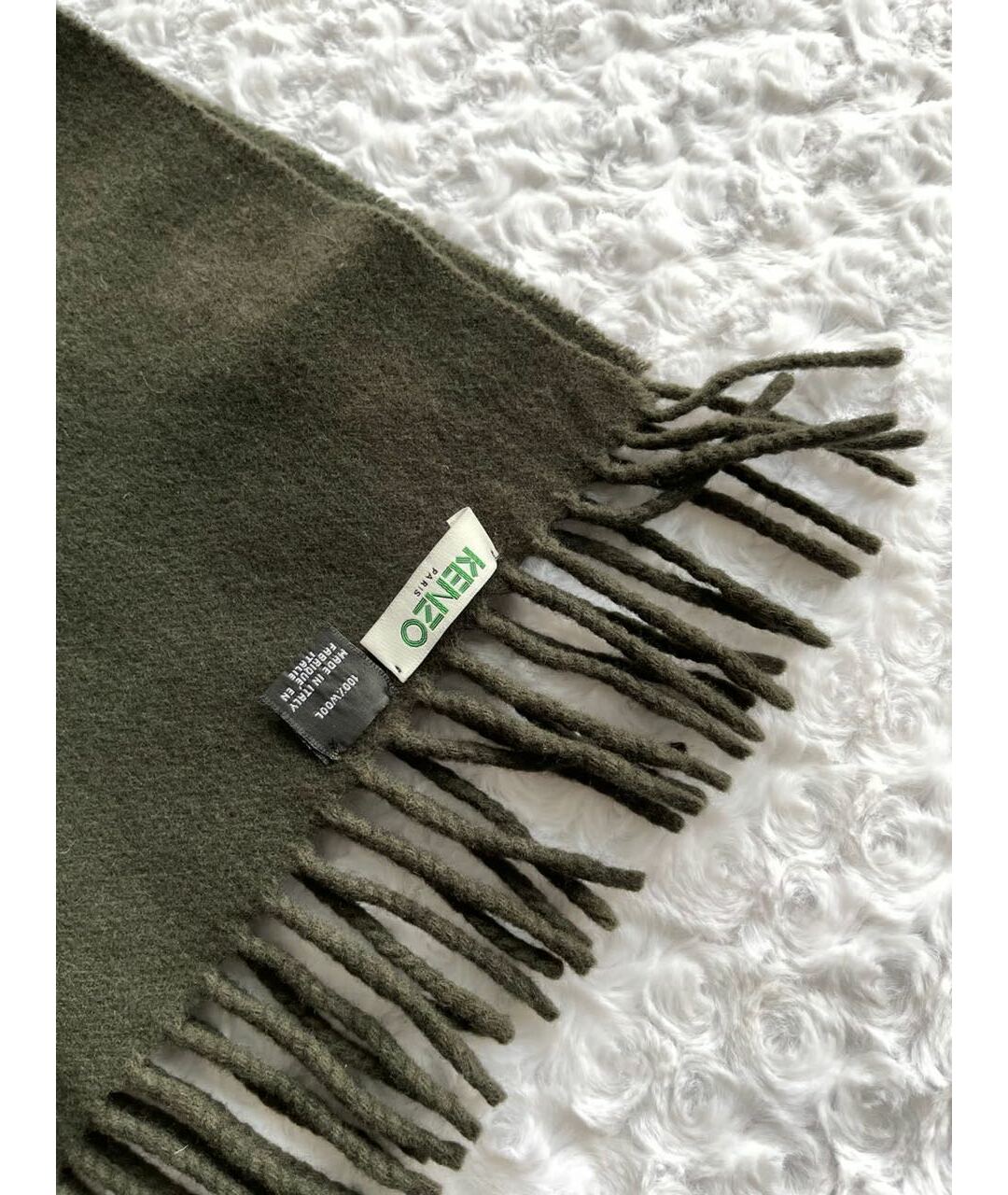 KENZO Хаки шерстяной шарф, фото 2