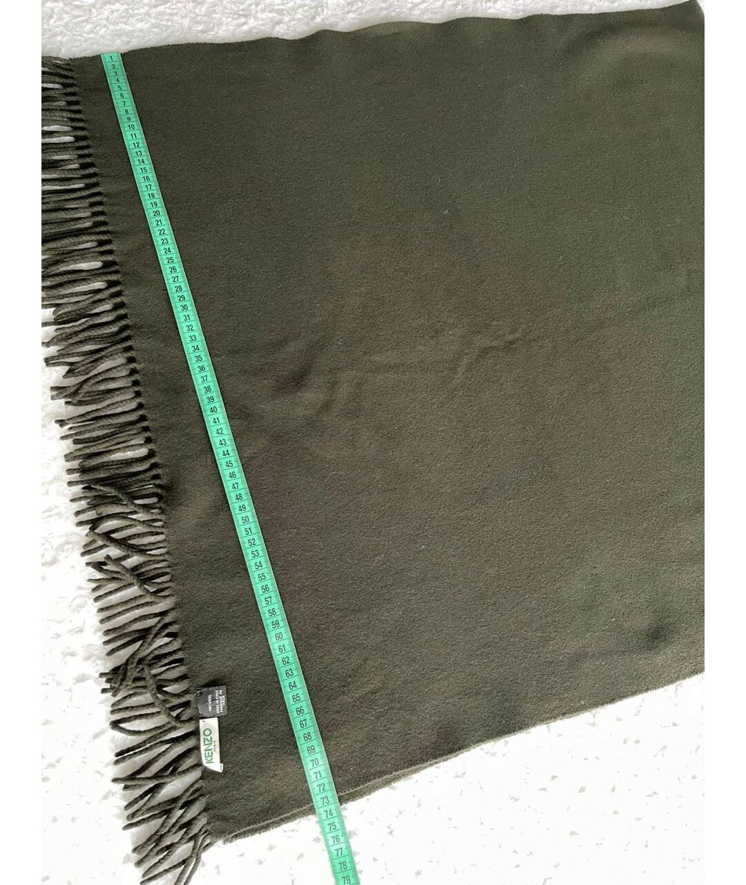KENZO Хаки шерстяной шарф, фото 4