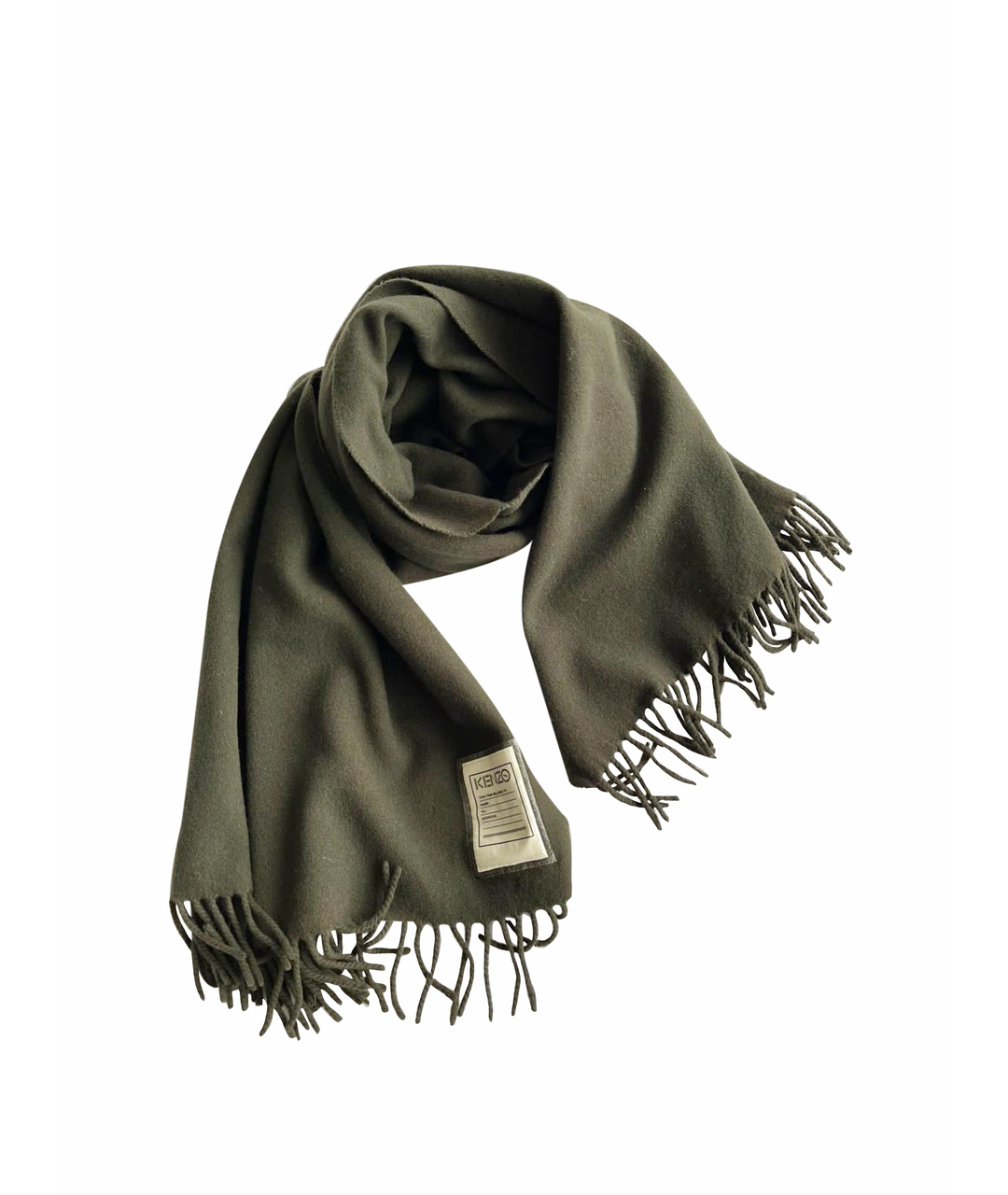 KENZO Хаки шерстяной шарф, фото 1