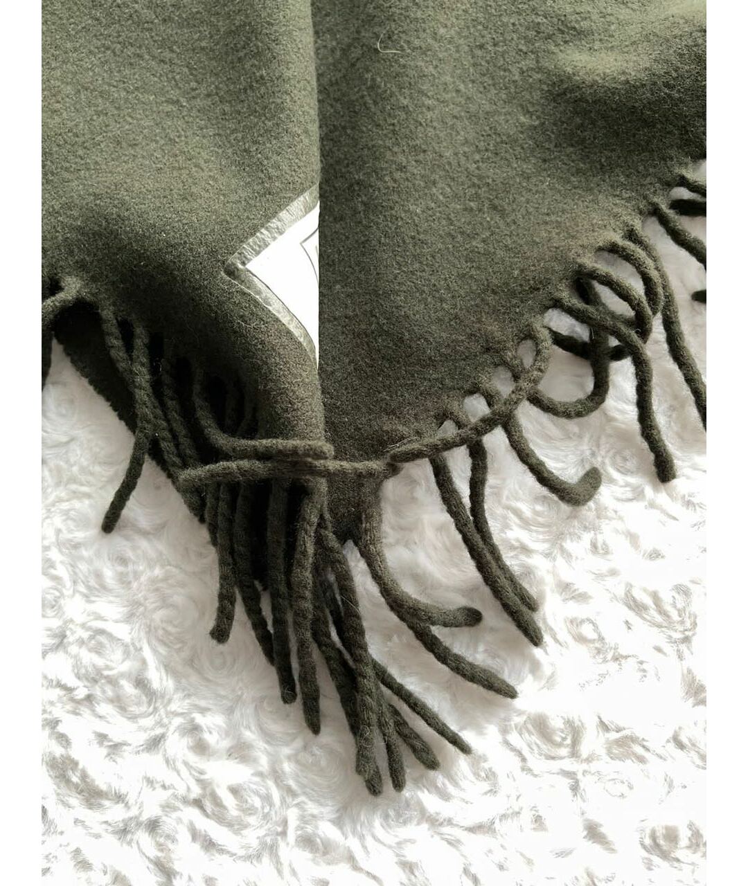 KENZO Хаки шерстяной шарф, фото 8