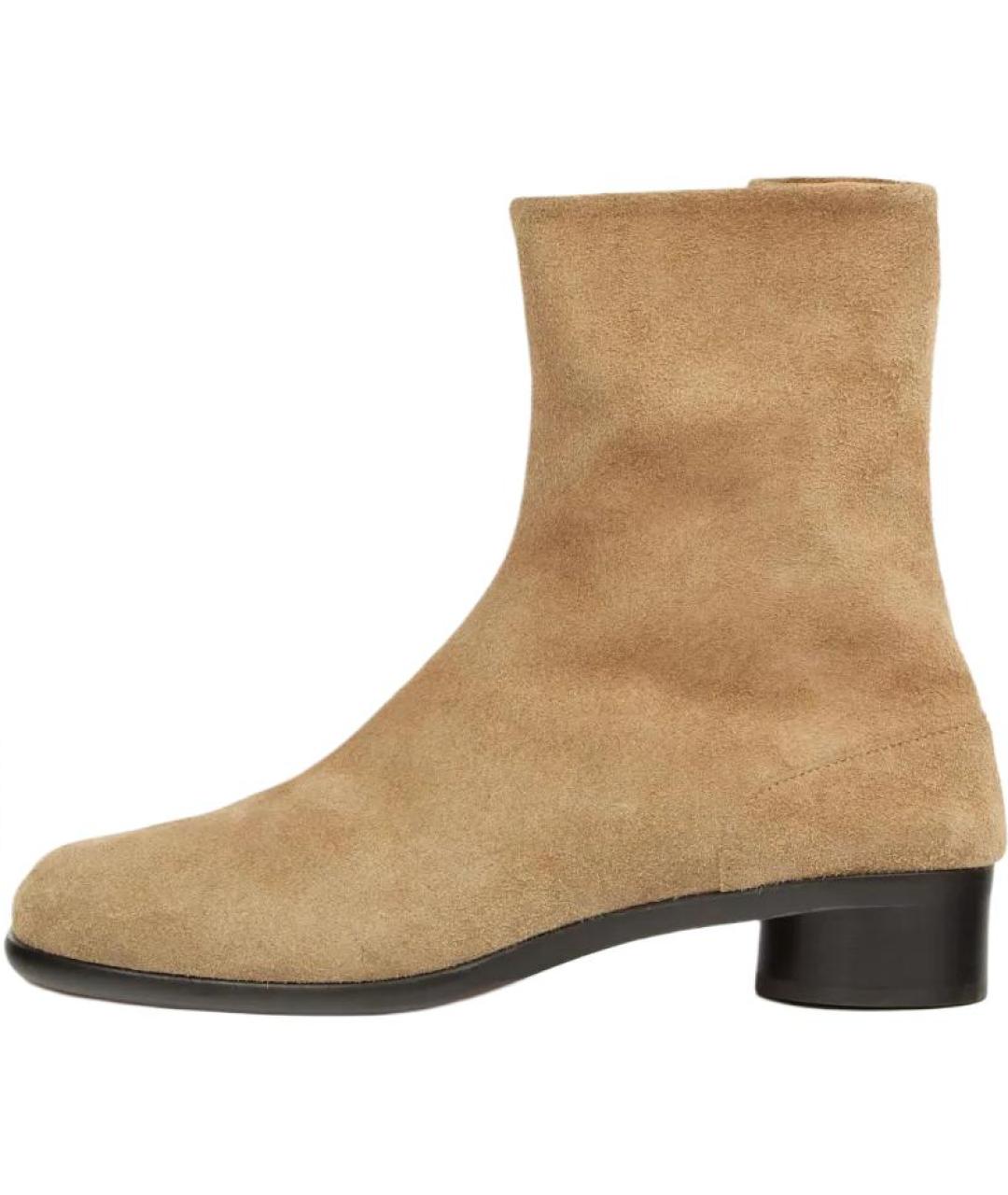 MAISON MARGIELA Коричневые замшевые высокие ботинки, фото 2