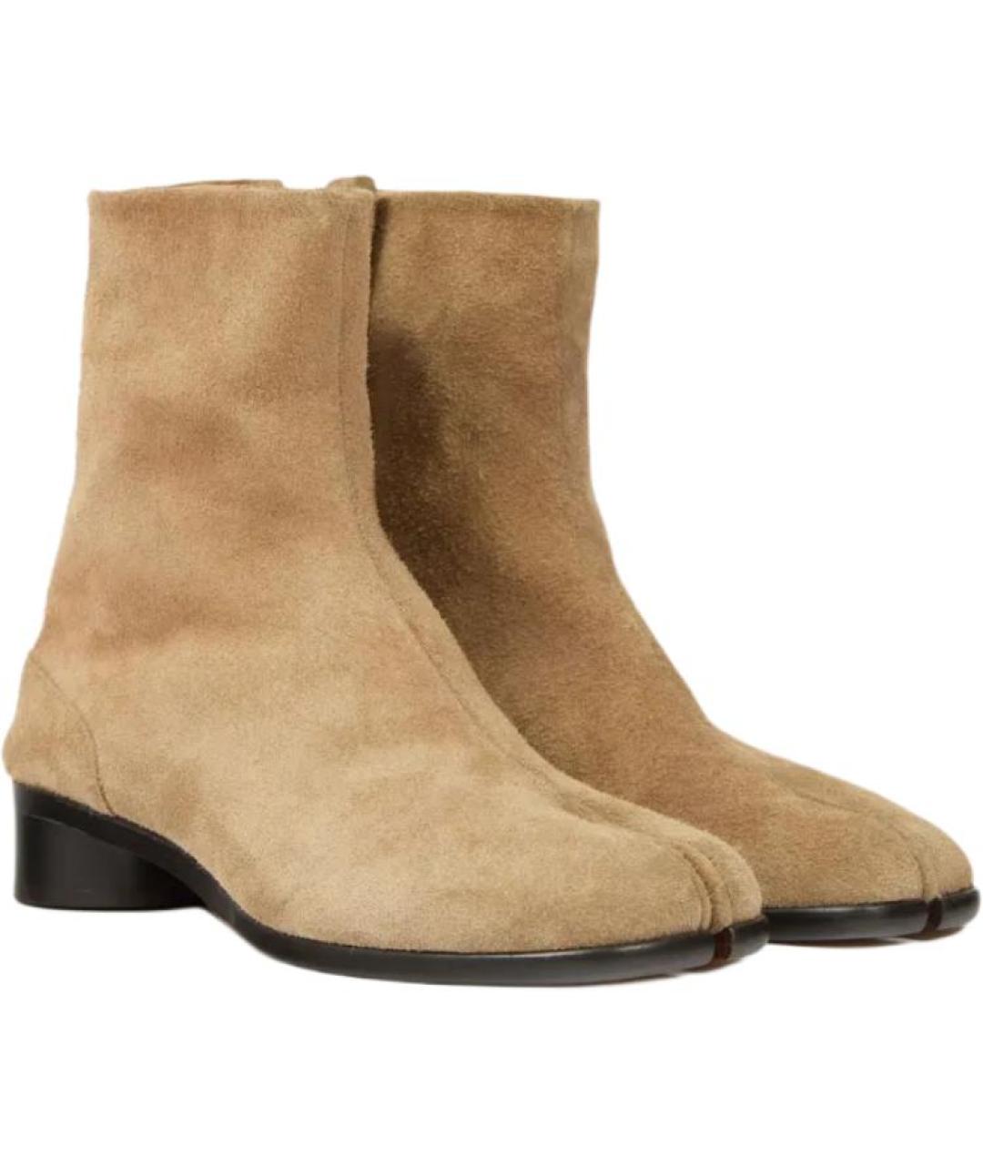 MAISON MARGIELA Коричневые замшевые высокие ботинки, фото 3