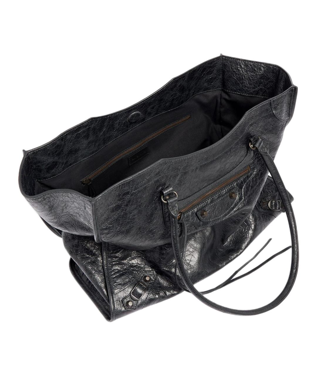 BALENCIAGA Черная кожаная сумка через плечо, фото 4