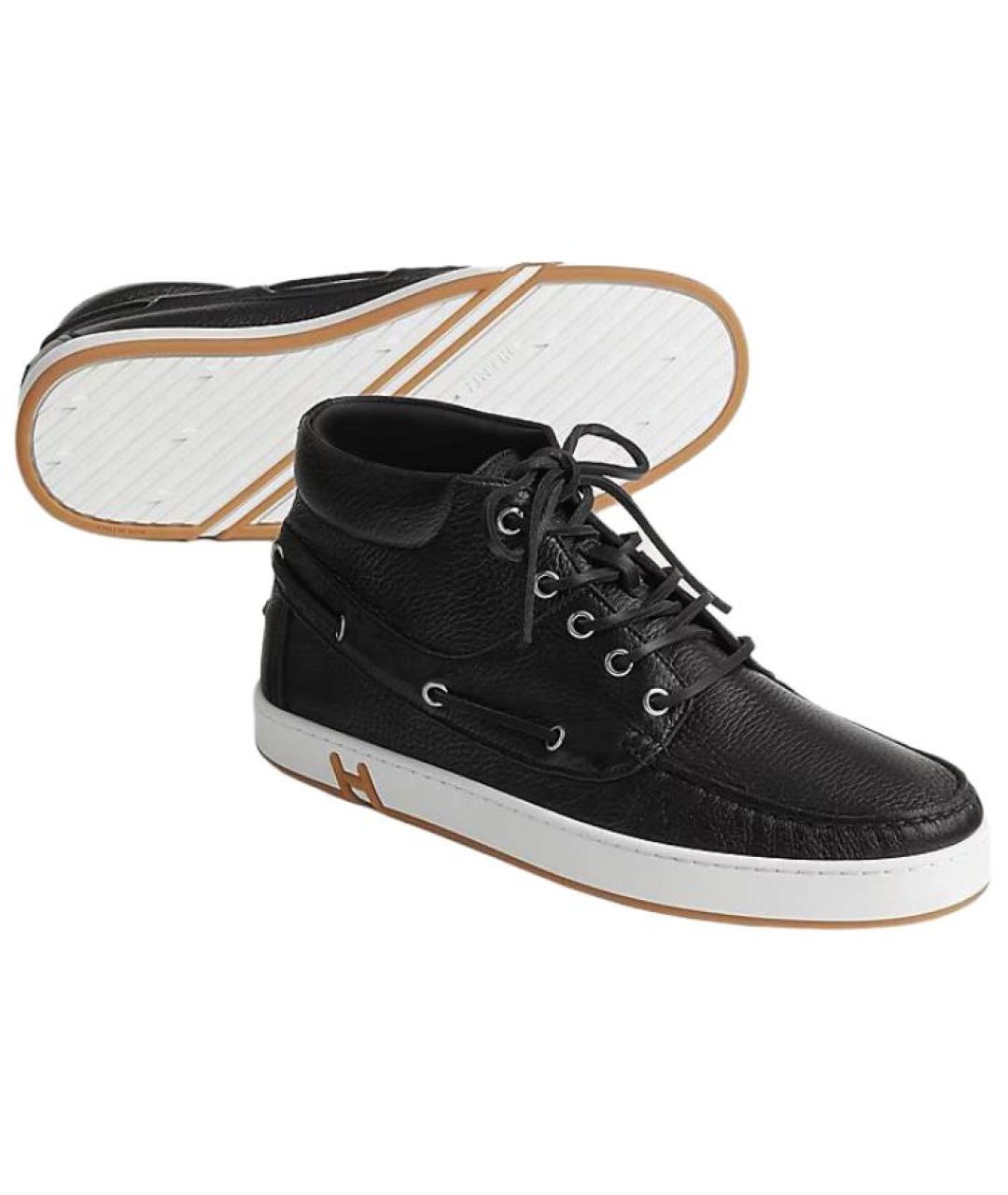 HERMES Черные кожаные высокие ботинки, фото 4