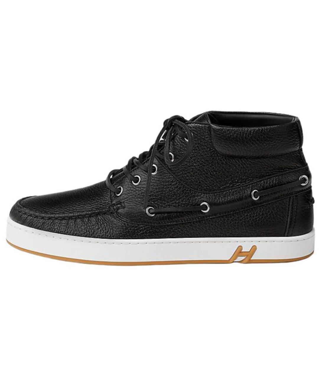 HERMES Черные кожаные высокие ботинки, фото 2