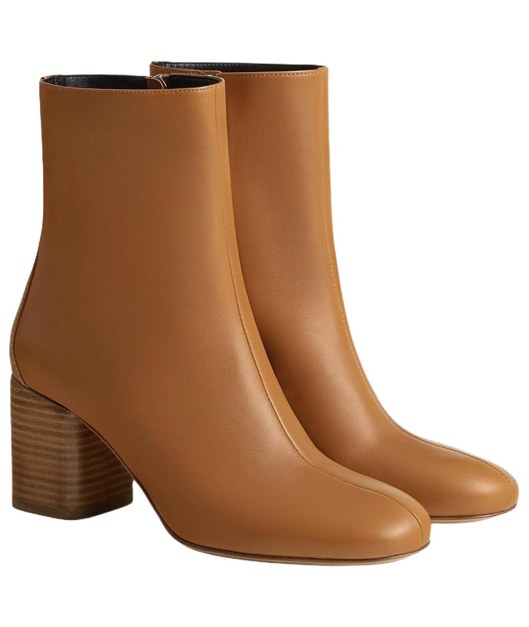 HERMES Коричневые кожаные ботильоны, фото 3