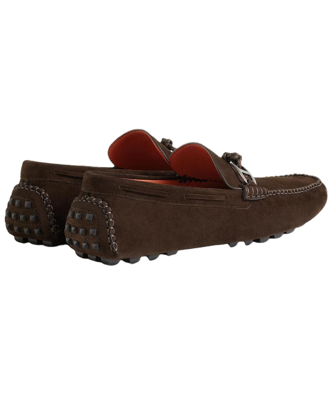 HERMES Коричневые замшевые мокасины, фото 3