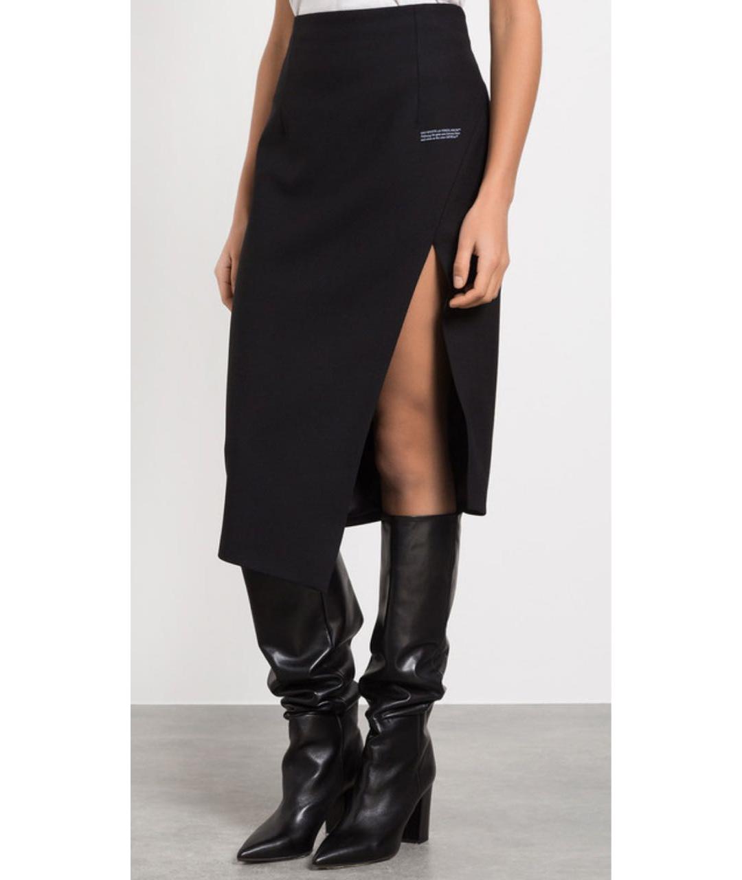 OFF-WHITE Черная шерстяная юбка миди, фото 6