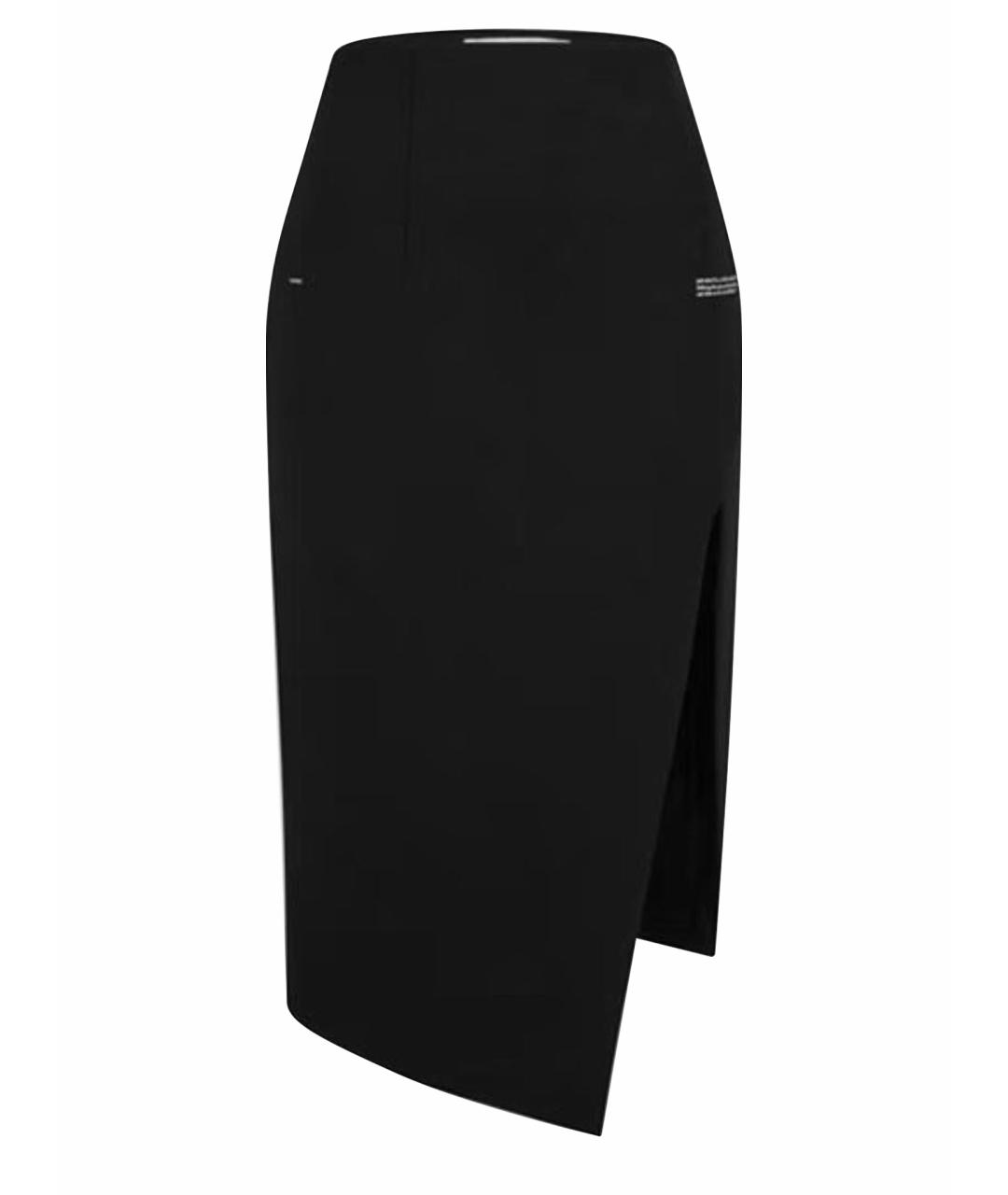 OFF-WHITE Черная шерстяная юбка миди, фото 1