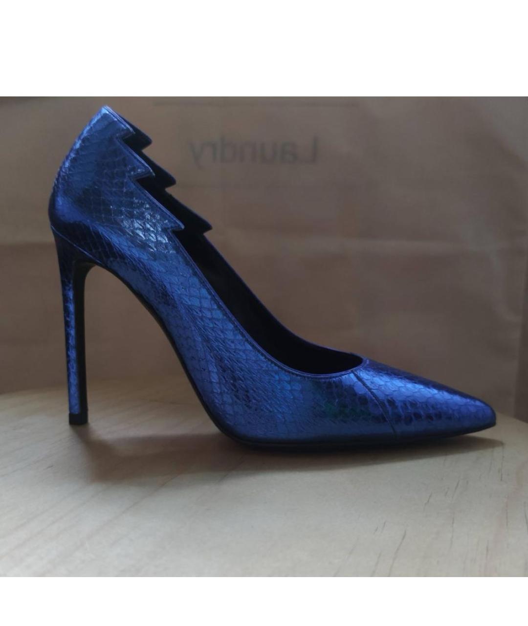 SAINT LAURENT Синие кожаные туфли, фото 4