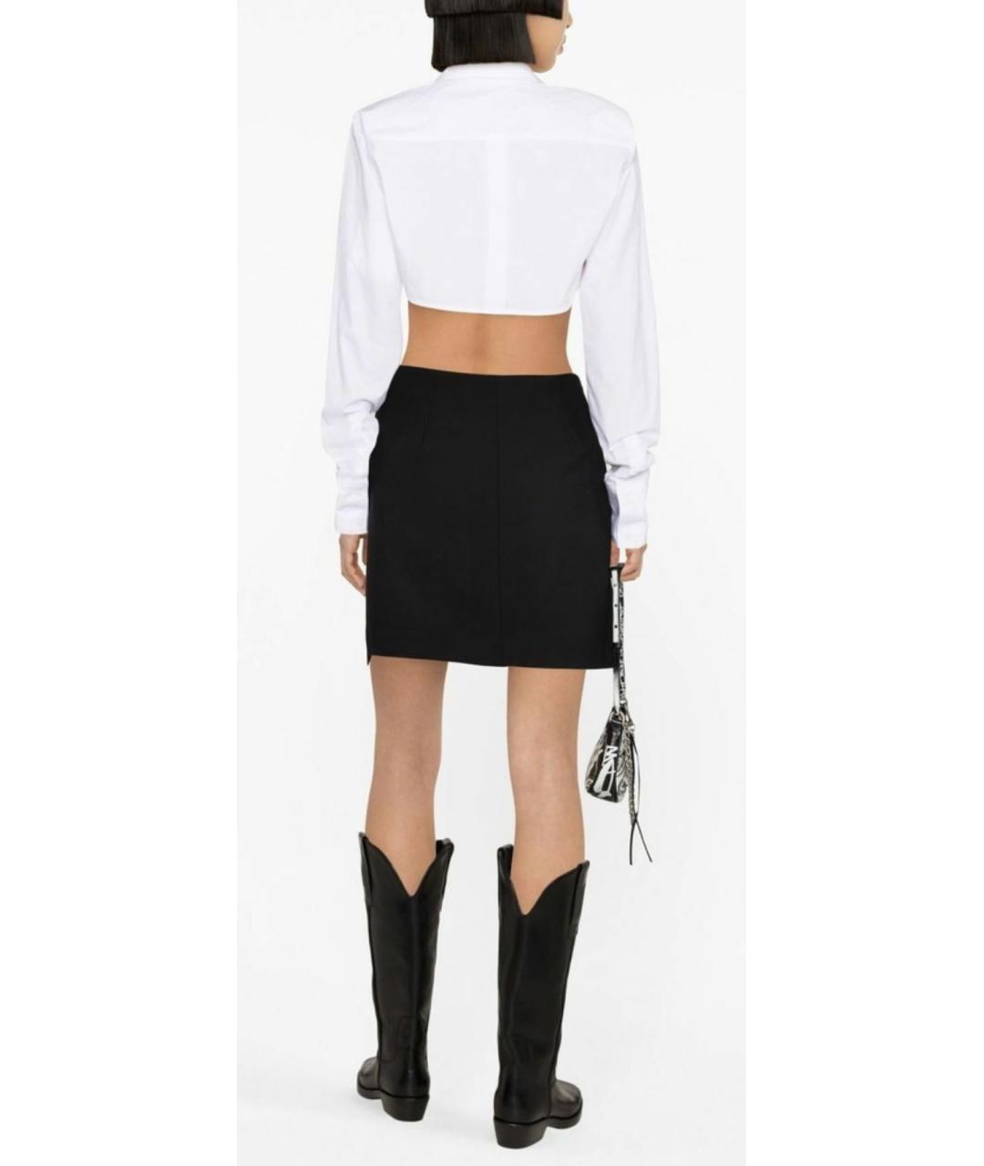 OFF-WHITE Черная шерстяная юбка мини, фото 6
