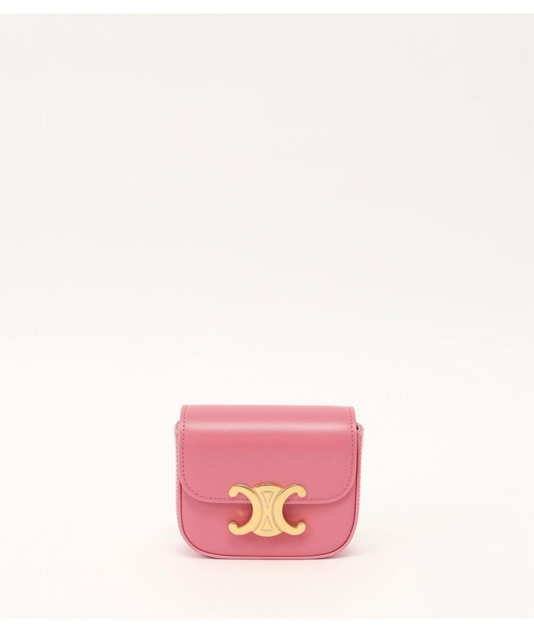 CELINE Розовая кожаная сумка через плечо, фото 9