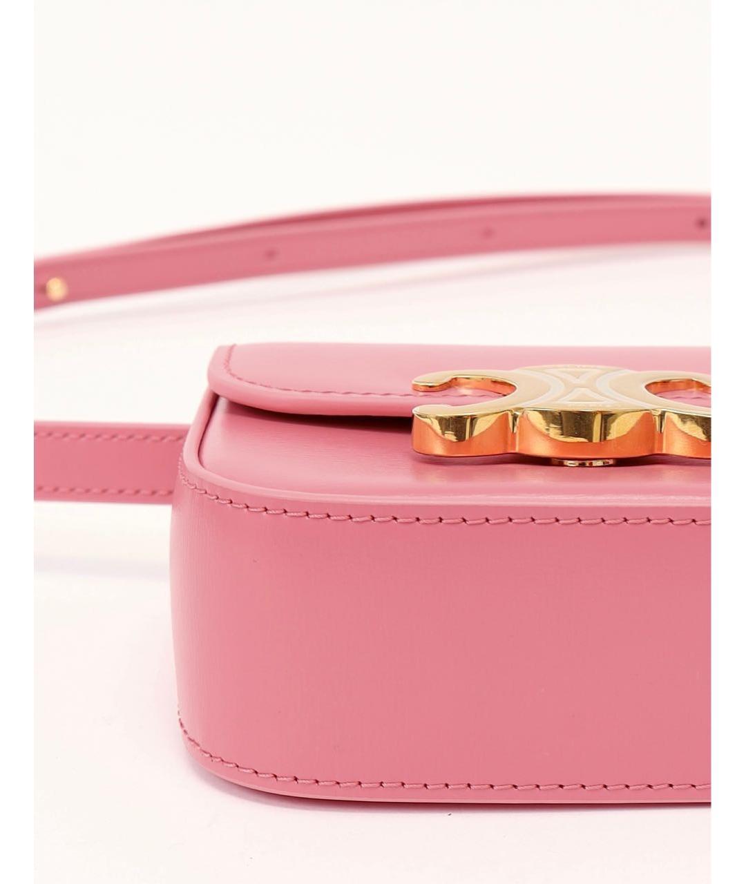 CELINE Розовая кожаная сумка через плечо, фото 5