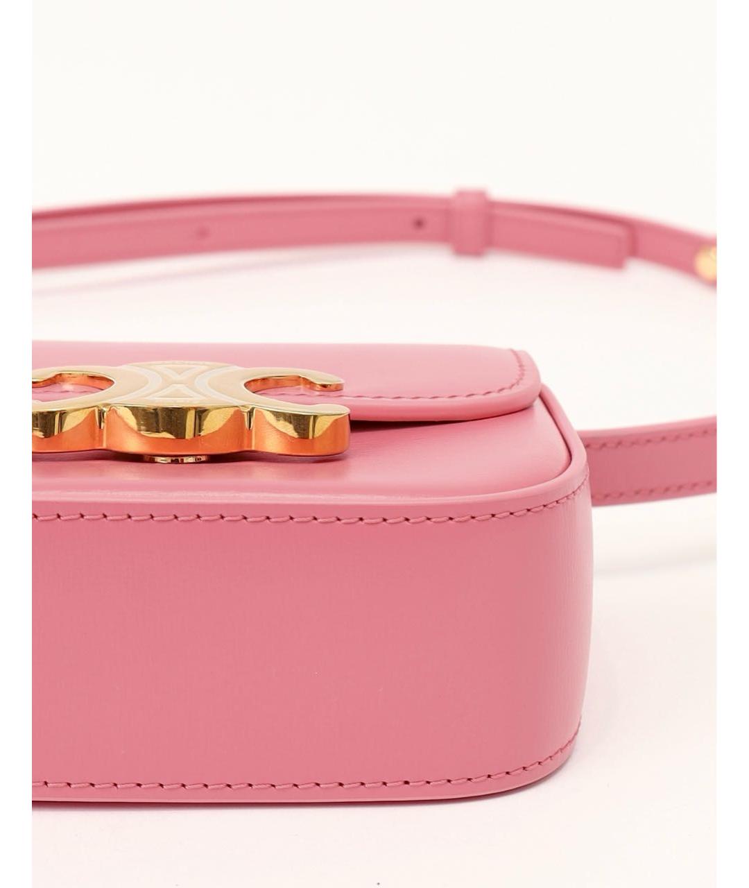 CELINE Розовая кожаная сумка через плечо, фото 6