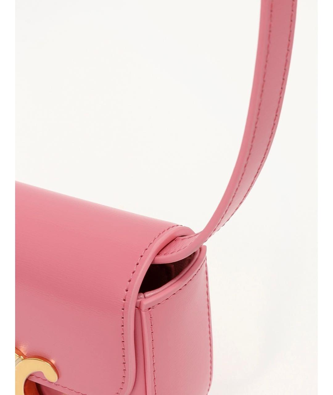 CELINE Розовая кожаная сумка через плечо, фото 8