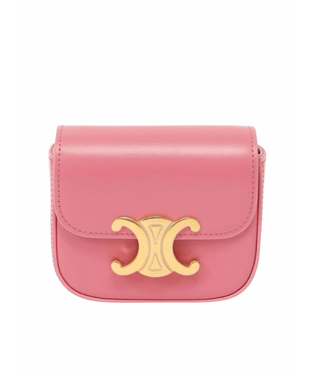 CELINE Розовая кожаная сумка через плечо, фото 1