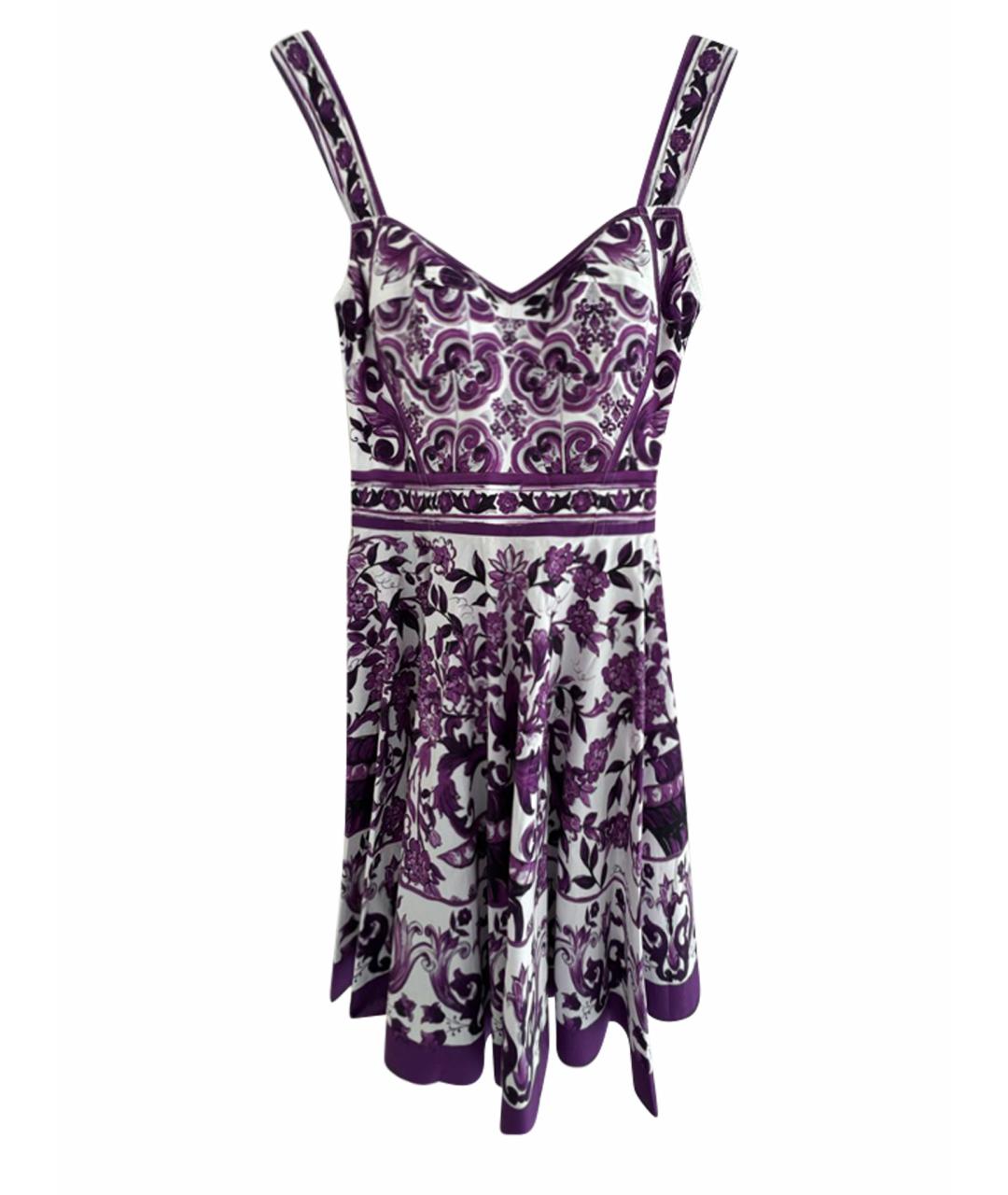 DOLCE&GABBANA Фиолетовый хлопко-эластановый сарафан, фото 1