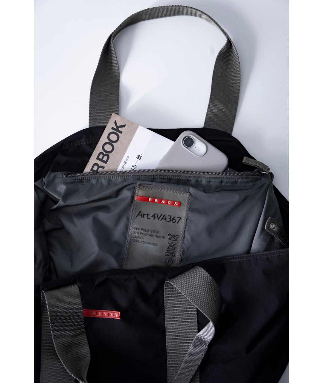 PRADA Черная синтетическая сумка тоут, фото 7