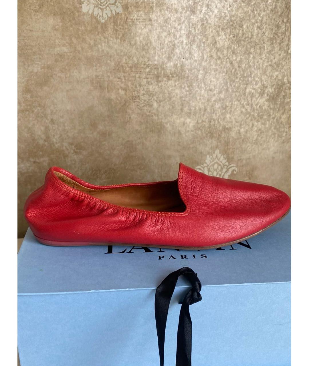 LANVIN Красные кожаные мокасины, фото 8