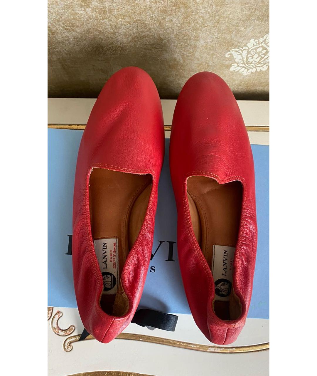 LANVIN Красные кожаные мокасины, фото 2