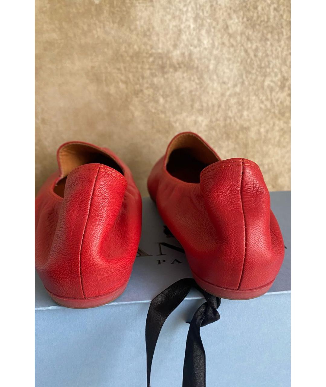 LANVIN Красные кожаные мокасины, фото 4