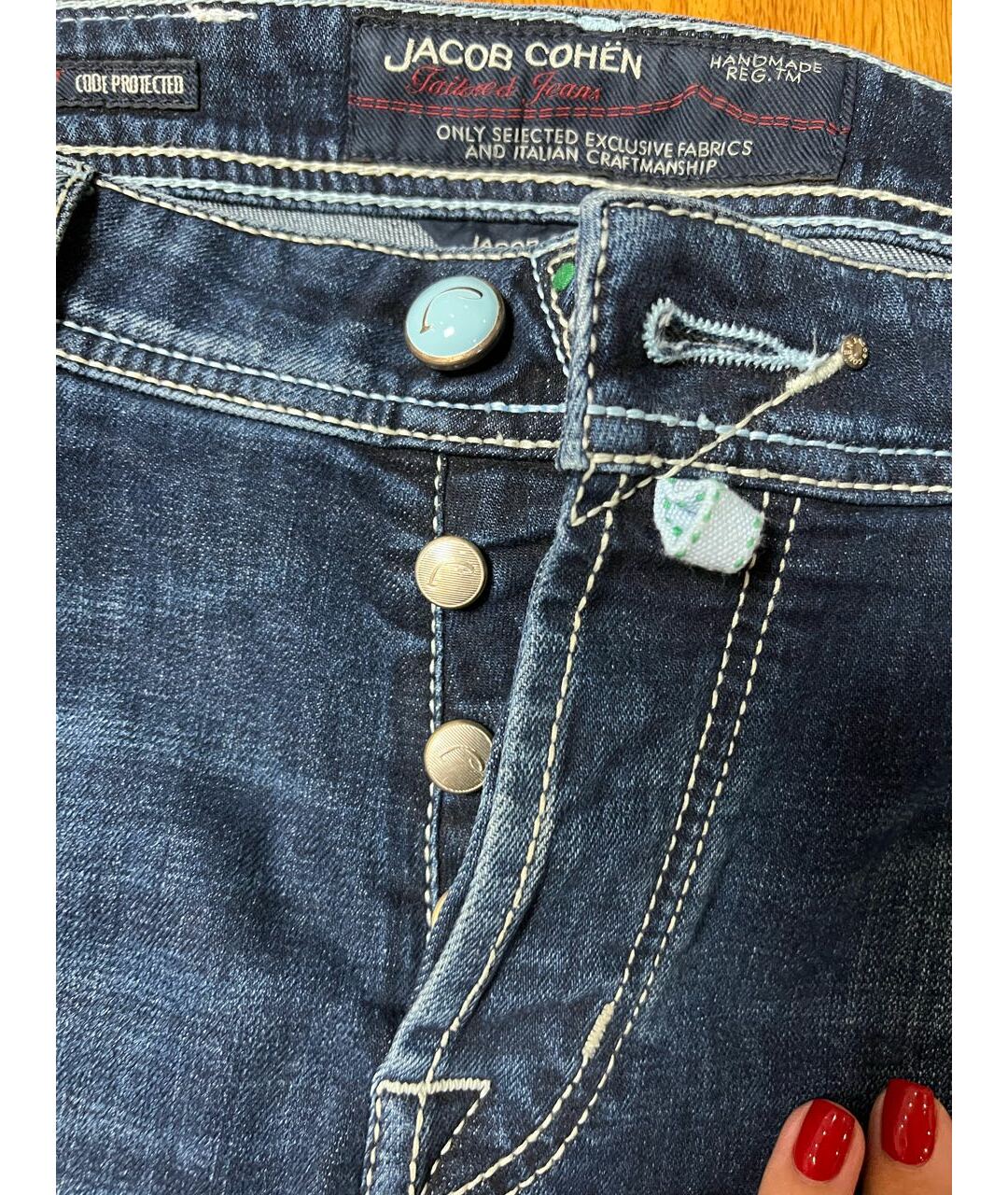 JACOB COHEN Синие хлопковые прямые джинсы, фото 4