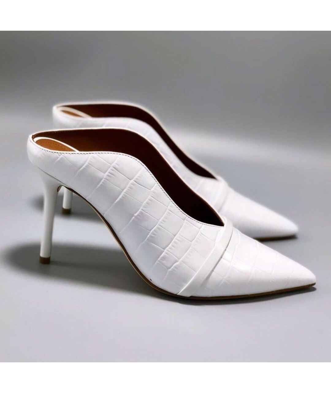 MALONE SOULIERS Белые кожаные мюли, фото 3