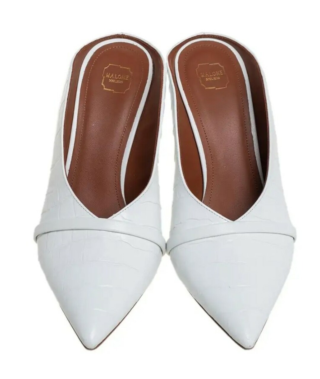 MALONE SOULIERS Белые кожаные мюли, фото 5