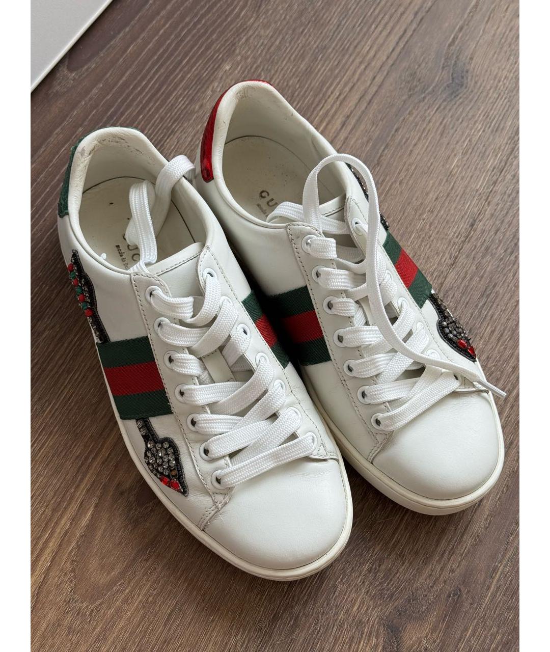 GUCCI Белые кожаные кеды, фото 2