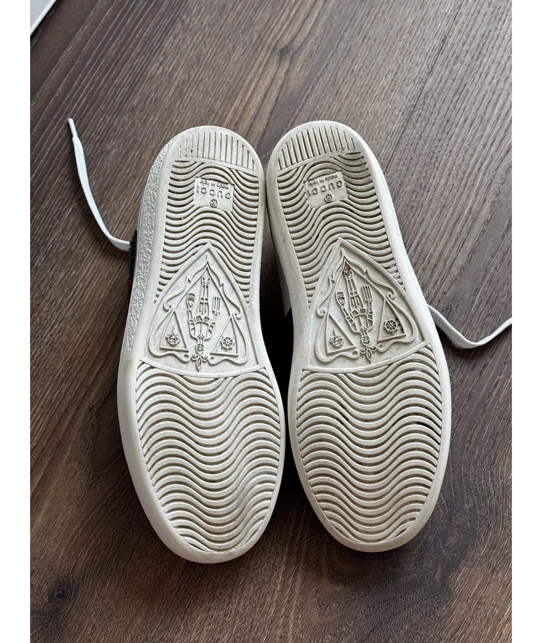 GUCCI Белые кожаные кеды, фото 6