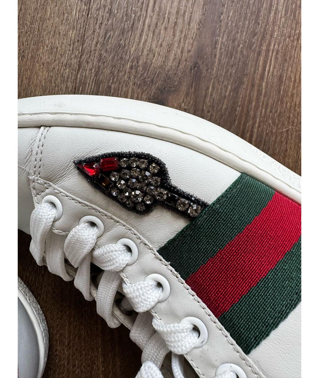 GUCCI Белые кожаные кеды, фото 4