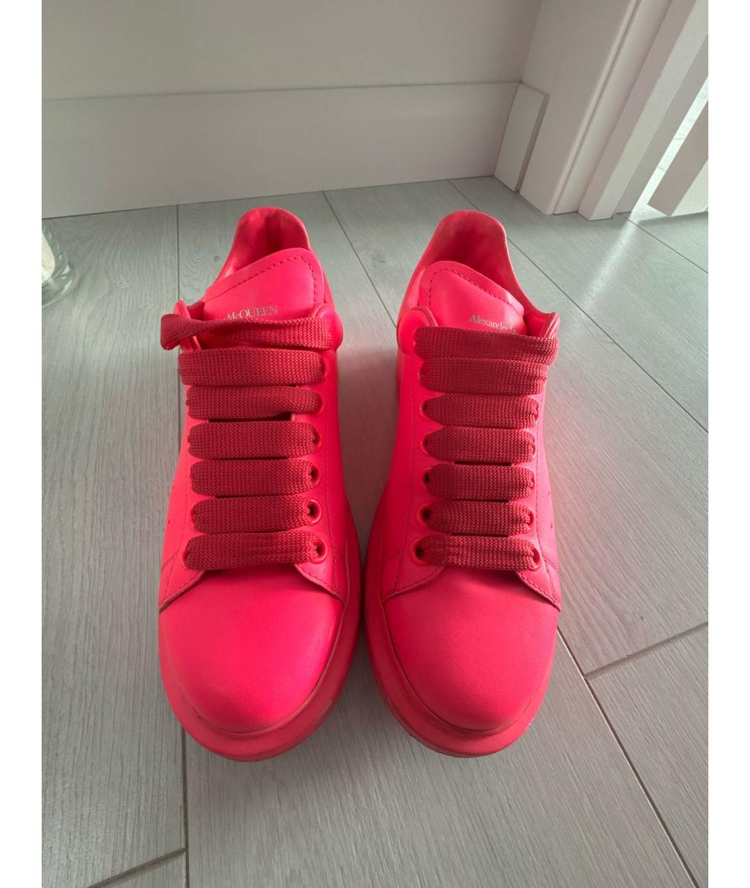 ALEXANDER MCQUEEN Розовые кожаные кеды, фото 2