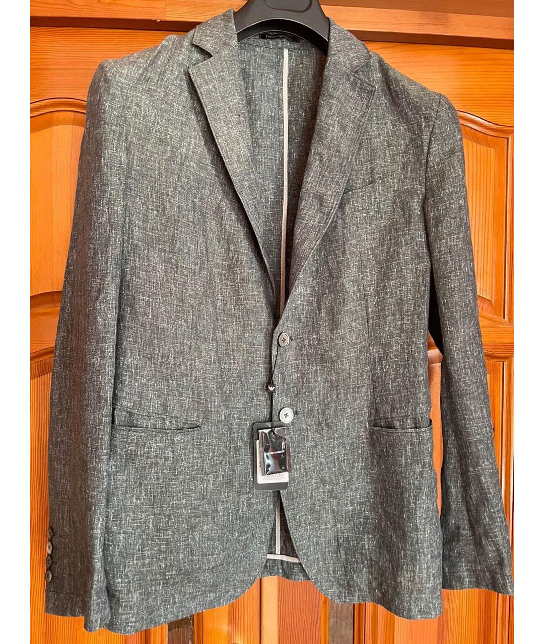 EMPORIO ARMANI Зеленый льняной пиджак, фото 8
