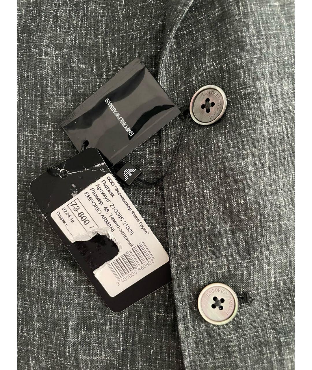 EMPORIO ARMANI Зеленый льняной пиджак, фото 3