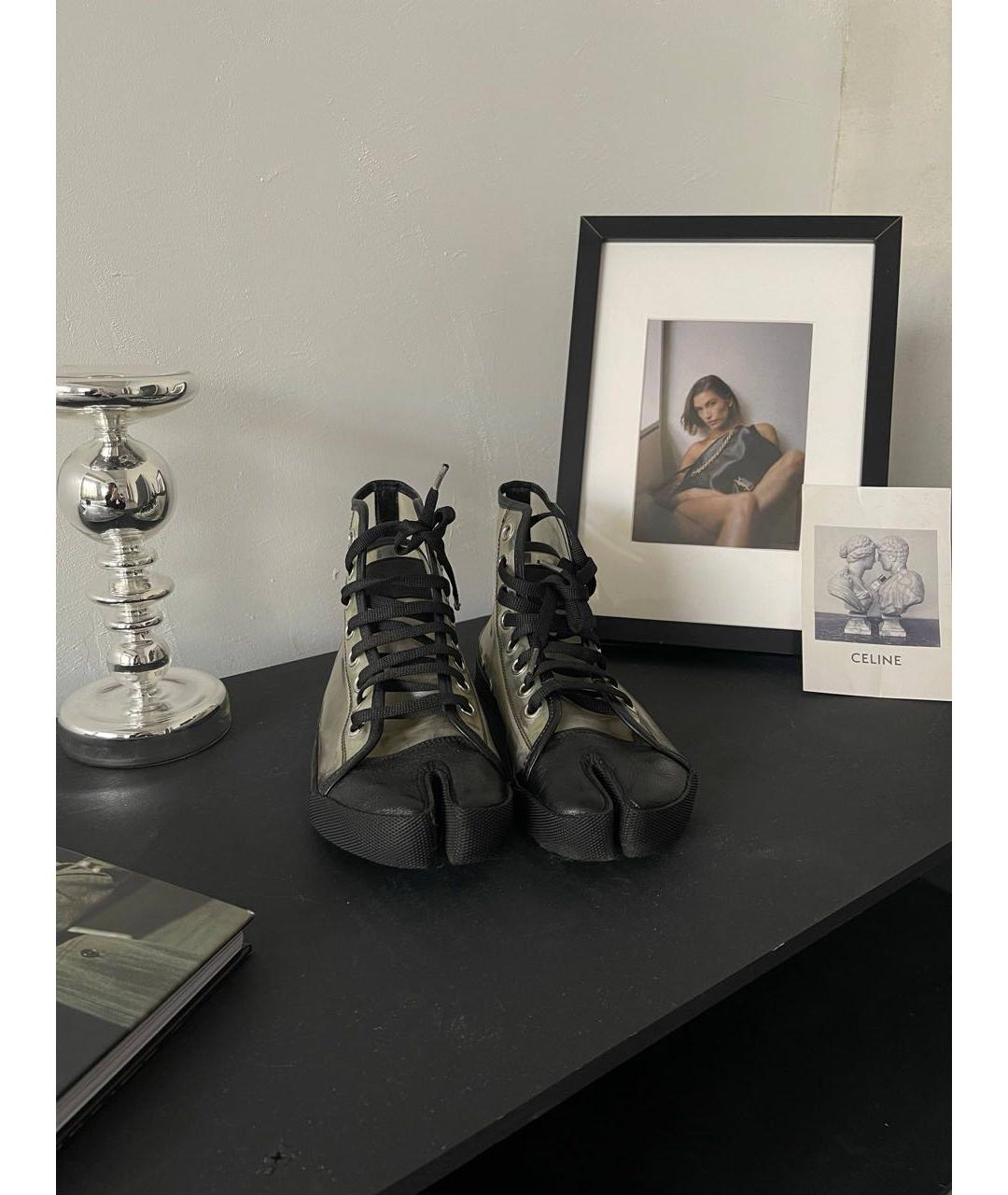 MAISON MARGIELA Черные кожаные кеды, фото 2