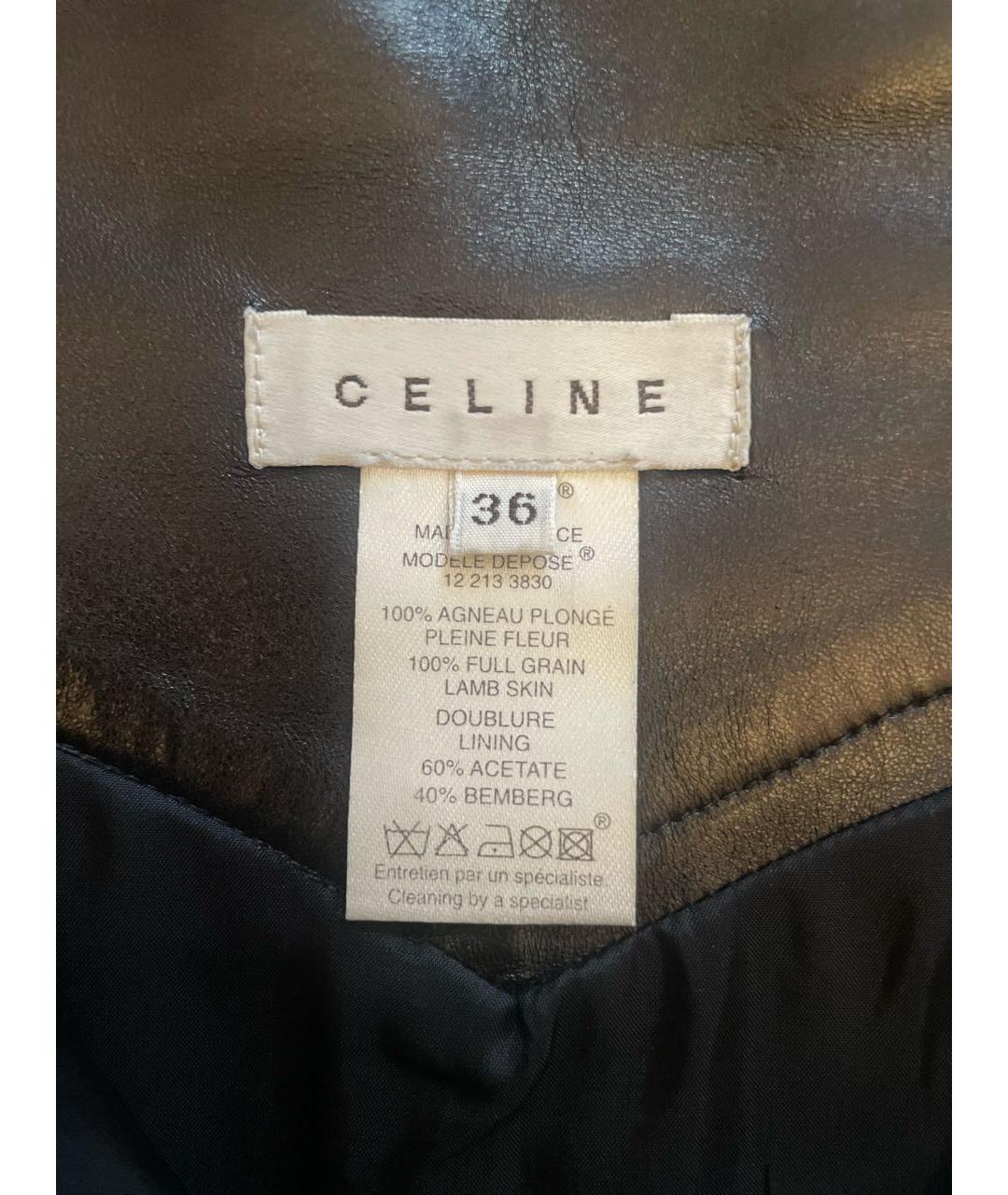 CELINE Черная кожаная юбка макси, фото 3
