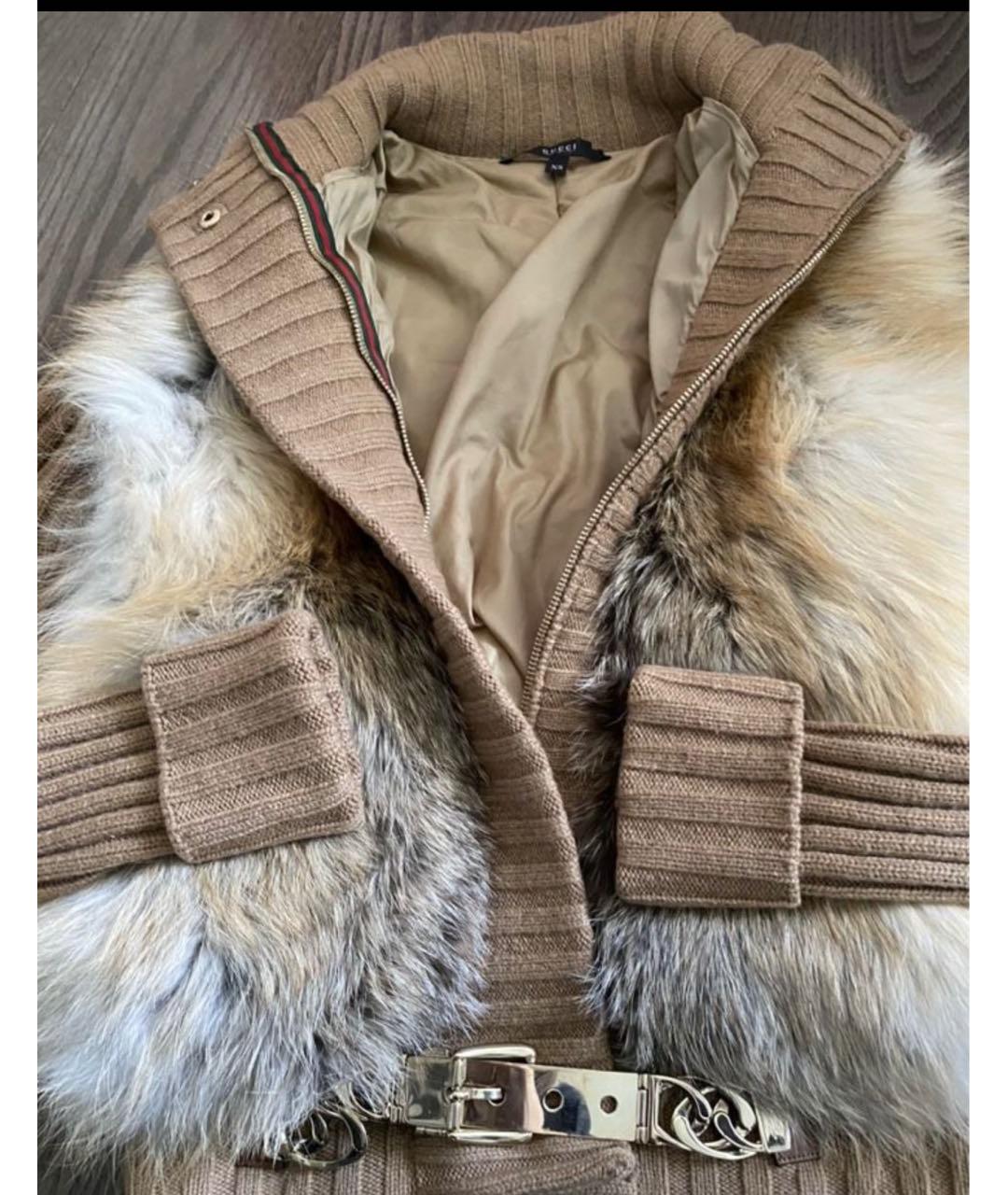 GUCCI Коричневый меховой кардиган, фото 3