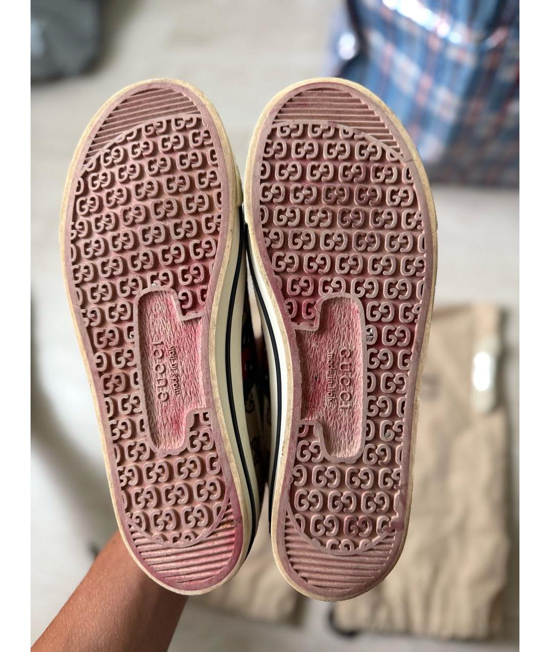 GUCCI Бежевые текстильные низкие кроссовки / кеды, фото 4