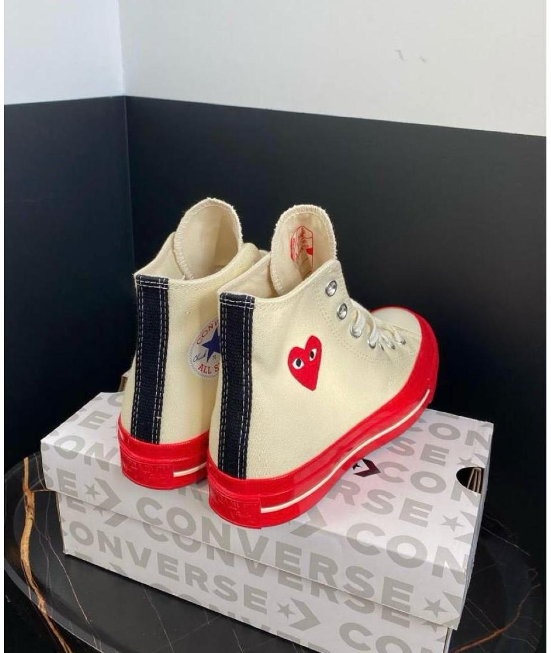 COMME DES GARÇONS PLAY Бежевые текстильные кеды, фото 3