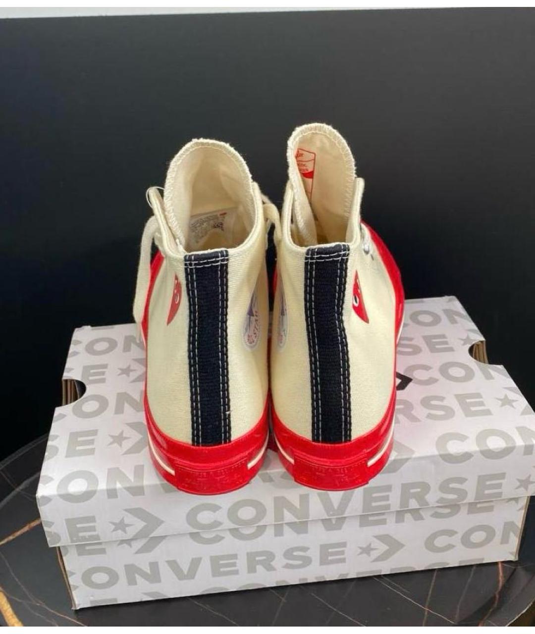 COMME DES GARÇONS PLAY Бежевые текстильные кеды, фото 4