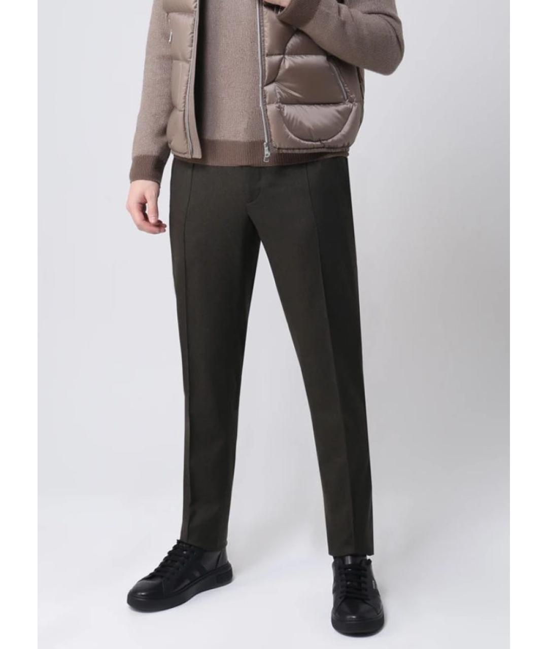 ZEGNA Хаки шерстяные брюки чинос, фото 3