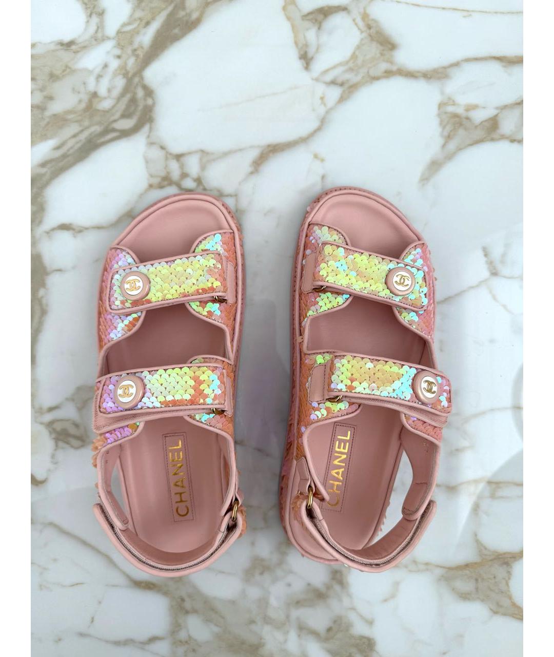 CHANEL Коралловые кожаные сандалии, фото 2