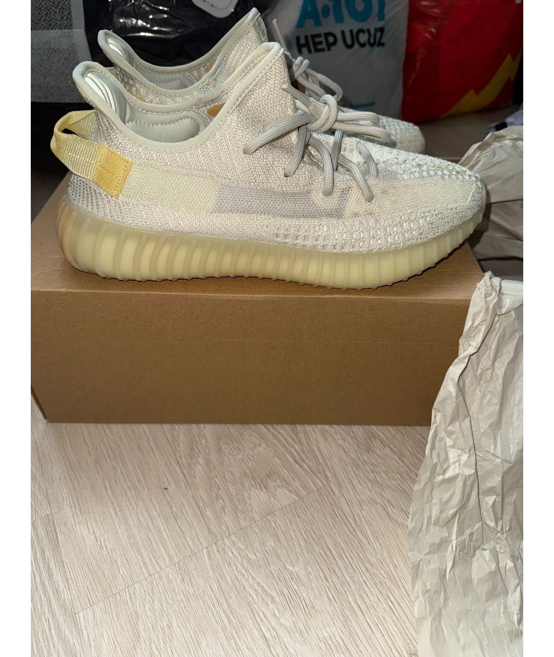 ADIDAS YEEZY Бежевые текстильные низкие кроссовки / кеды, фото 9