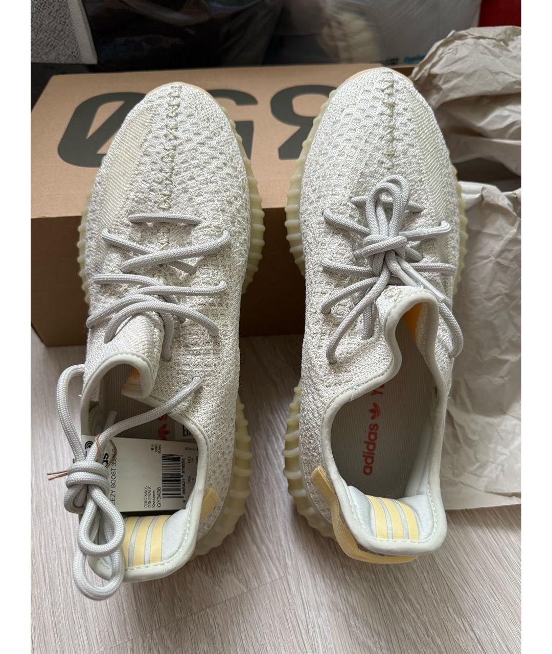 ADIDAS YEEZY Бежевые текстильные низкие кроссовки / кеды, фото 3