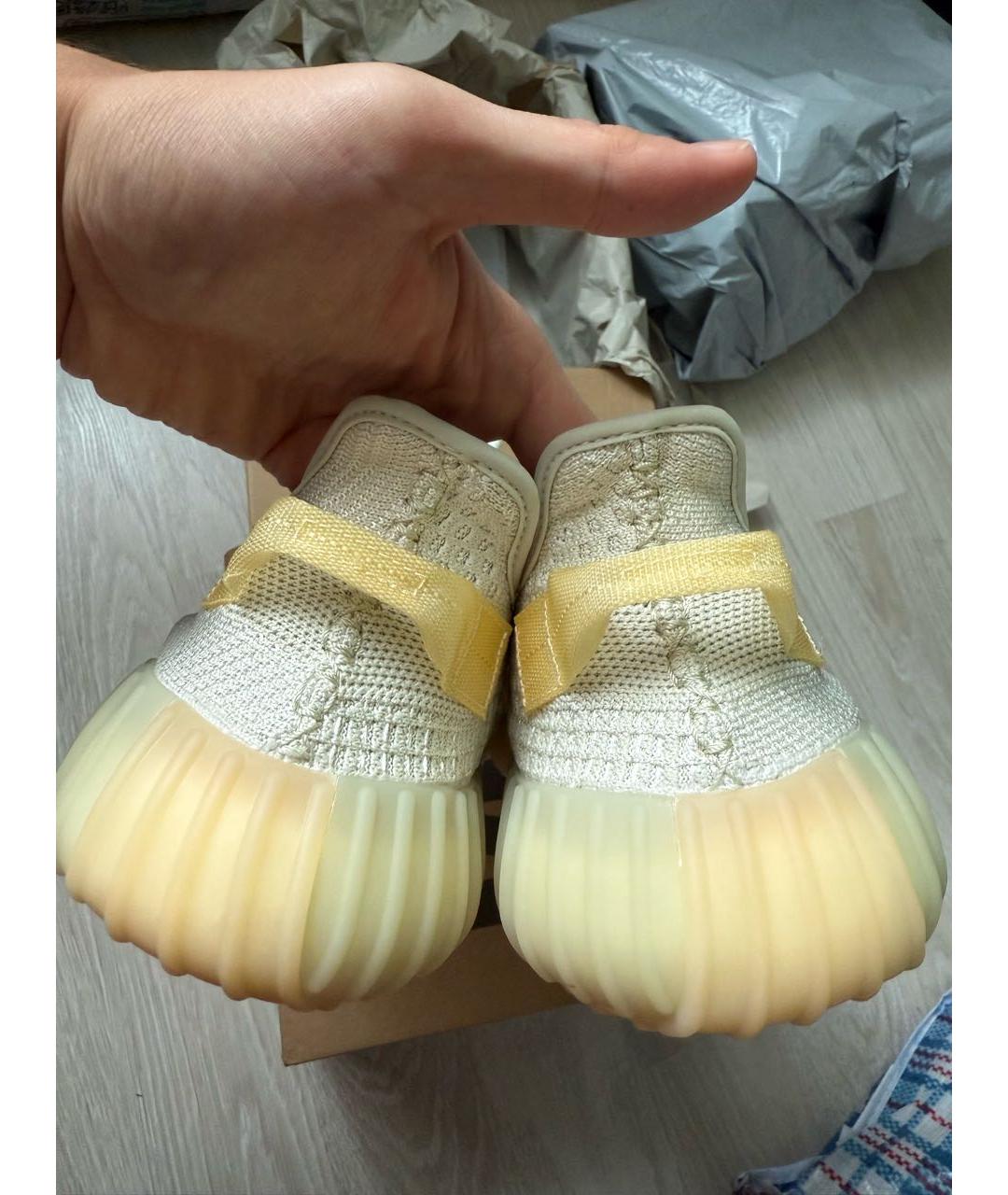 ADIDAS YEEZY Бежевые текстильные низкие кроссовки / кеды, фото 4