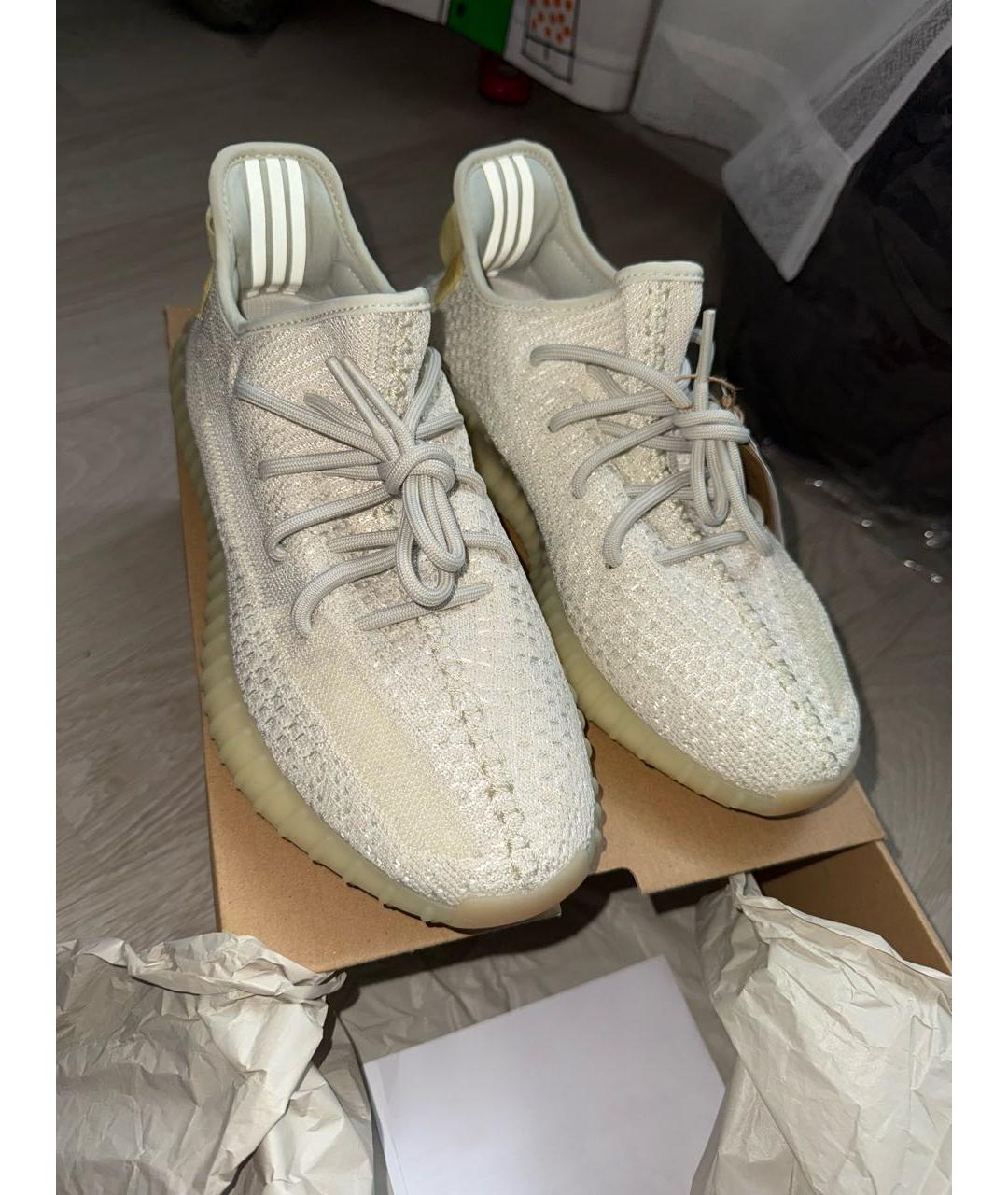 ADIDAS YEEZY Бежевые текстильные низкие кроссовки / кеды, фото 2