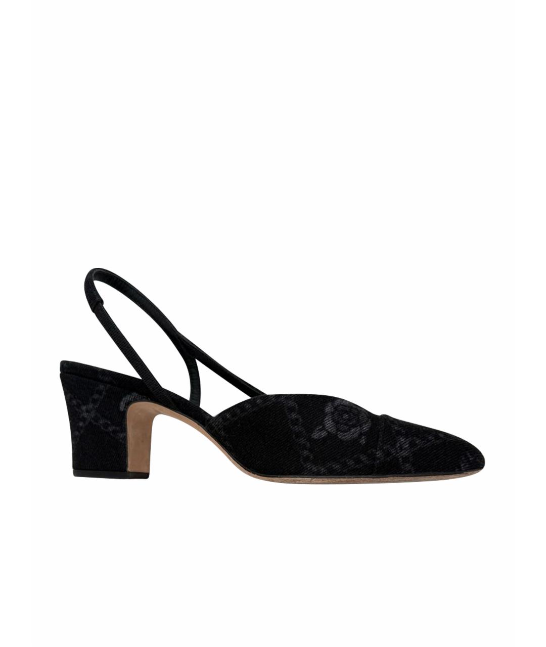 CHANEL Черные лодочки на низком каблуке, фото 1
