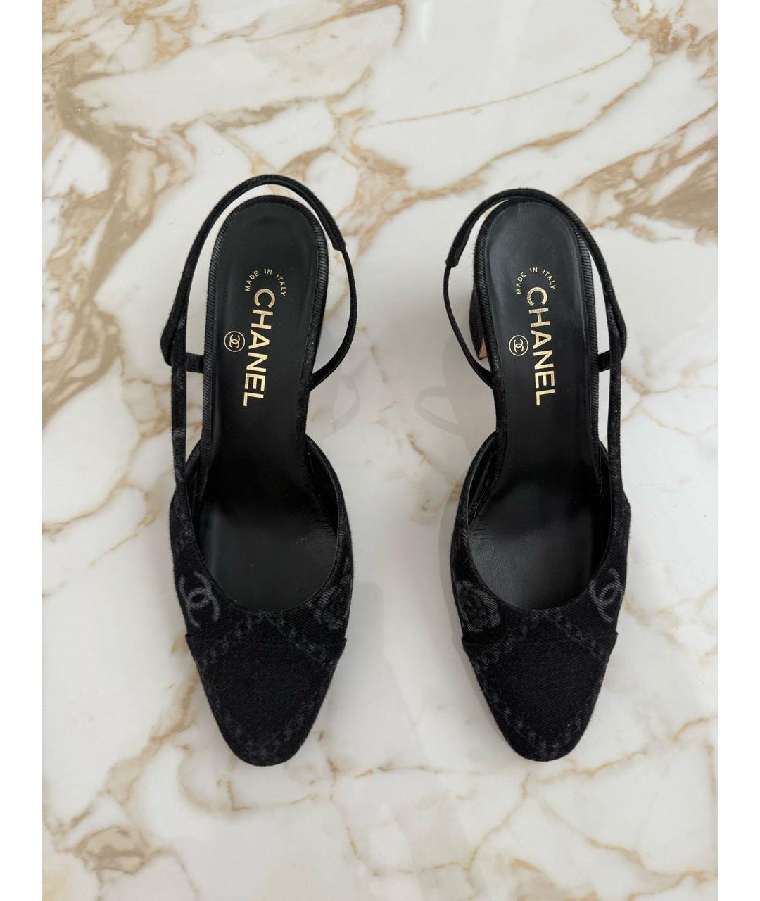 CHANEL Черные лодочки на низком каблуке, фото 2