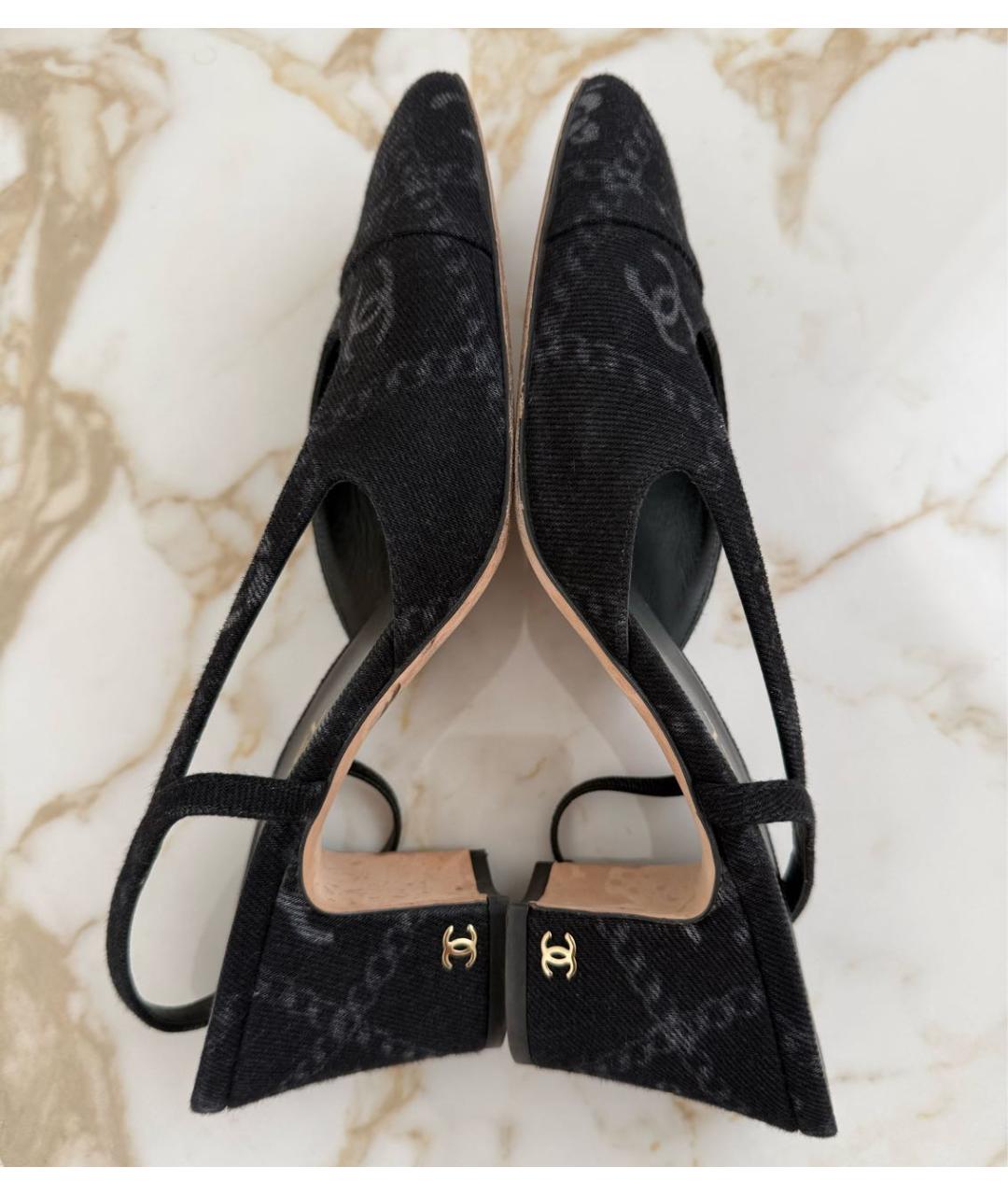 CHANEL Черные лодочки на низком каблуке, фото 4