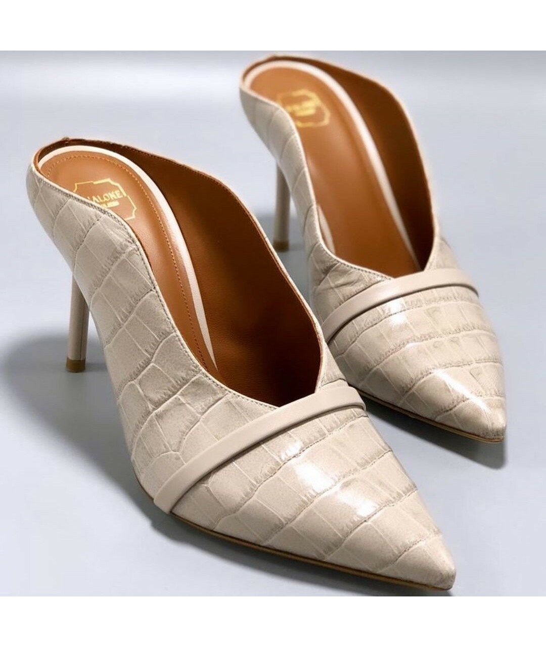 MALONE SOULIERS Бежевые кожаные мюли, фото 3